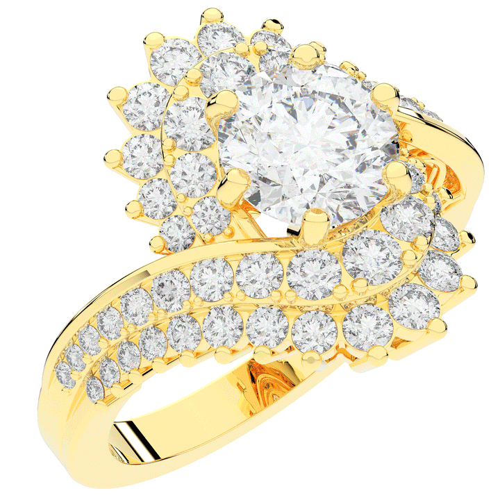 3.35CT.TW ROUND LAB DIAMOND BYPASS HALO ENGAGEMENT RING - Nazarelle