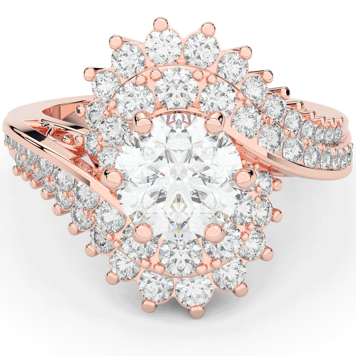 3.35CT.TW ROUND LAB DIAMOND BYPASS HALO ENGAGEMENT RING - Nazarelle