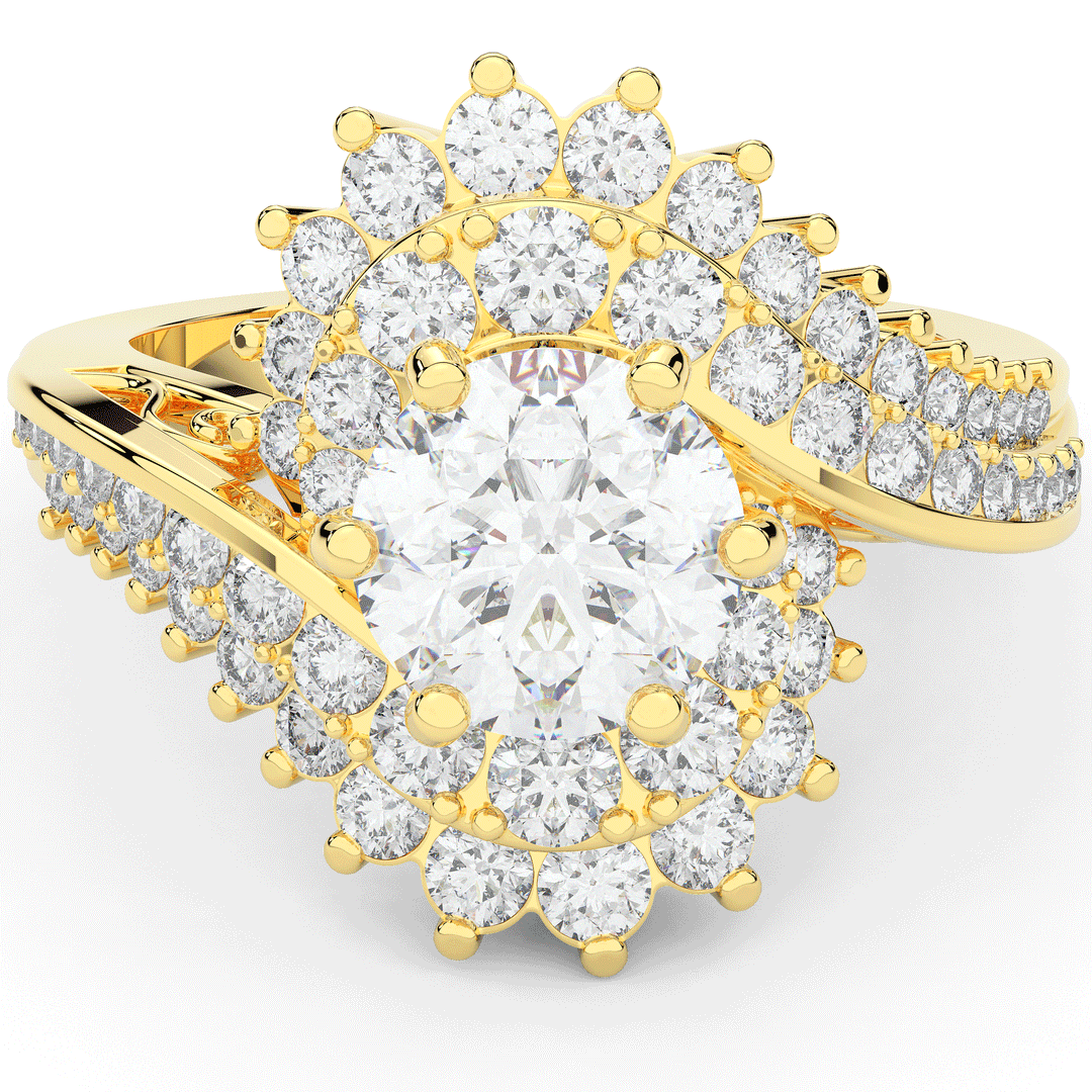 3.35CT.TW ROUND LAB DIAMOND BYPASS HALO ENGAGEMENT RING - Nazarelle