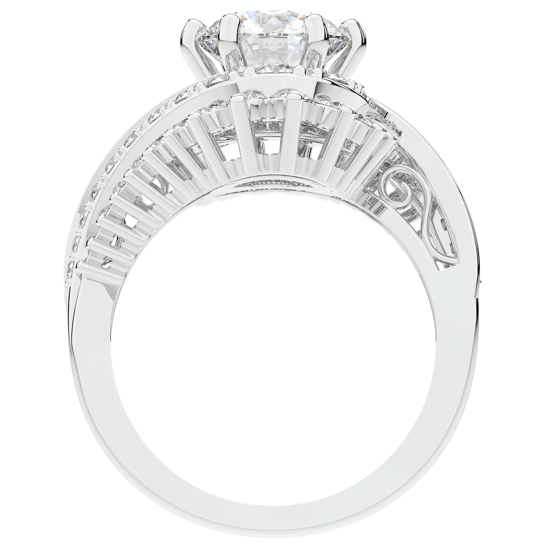 3.35CT.TW ROUND LAB DIAMOND BYPASS HALO ENGAGEMENT RING - Nazarelle