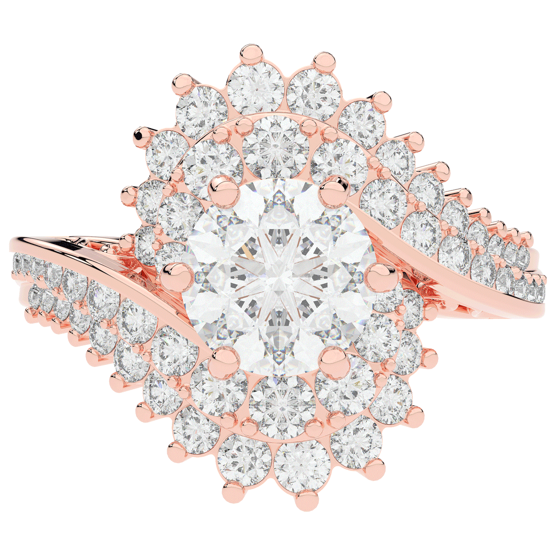 3.35CT.TW ROUND LAB DIAMOND BYPASS HALO ENGAGEMENT RING - Nazarelle
