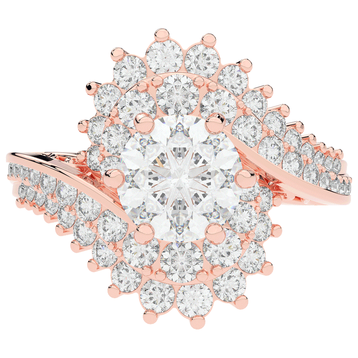 3.35CT.TW ROUND LAB DIAMOND BYPASS HALO ENGAGEMENT RING - Nazarelle