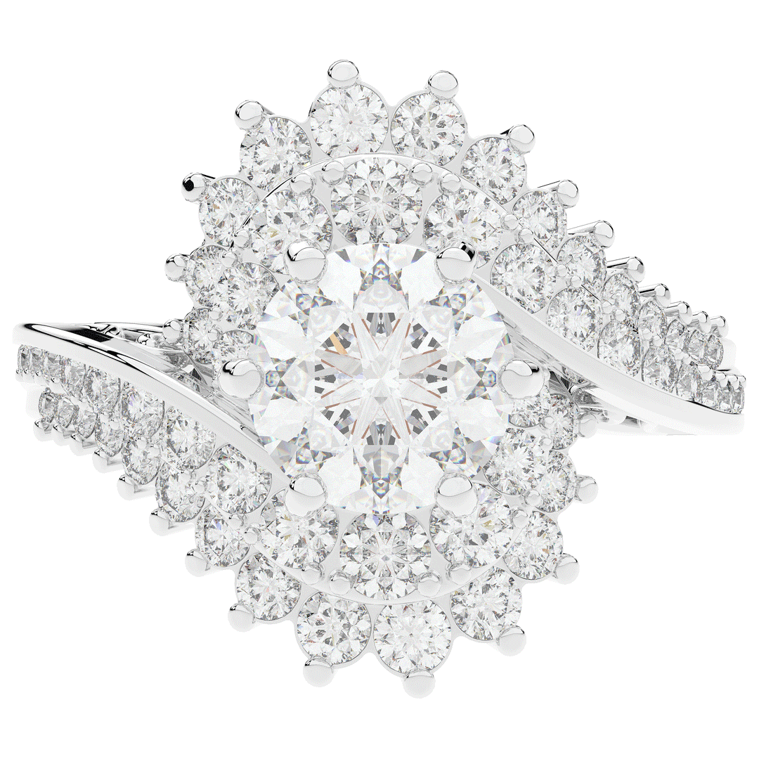3.35CT.TW ROUND LAB DIAMOND BYPASS HALO ENGAGEMENT RING - Nazarelle