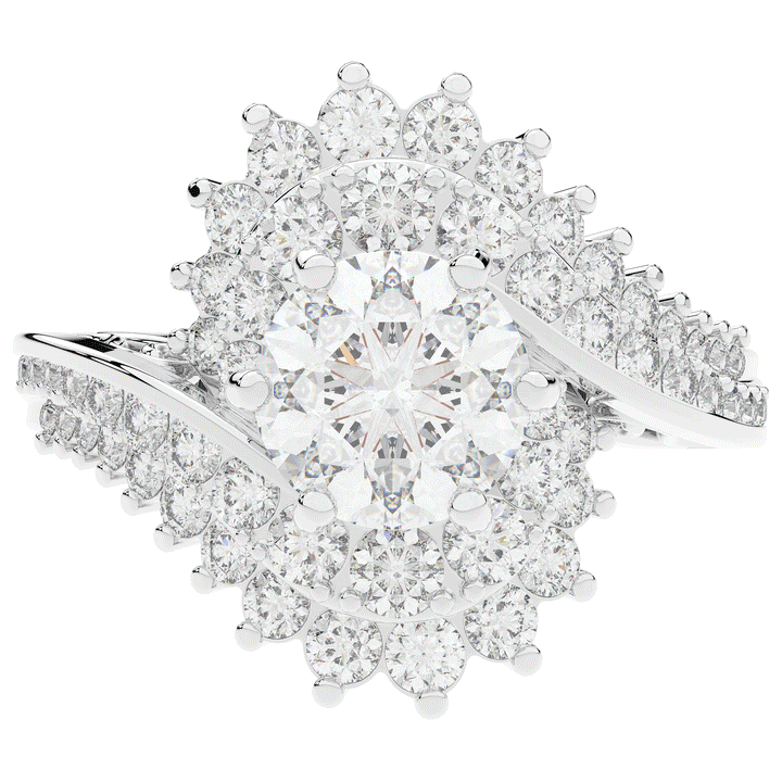 3.35CT.TW ROUND LAB DIAMOND BYPASS HALO ENGAGEMENT RING - Nazarelle
