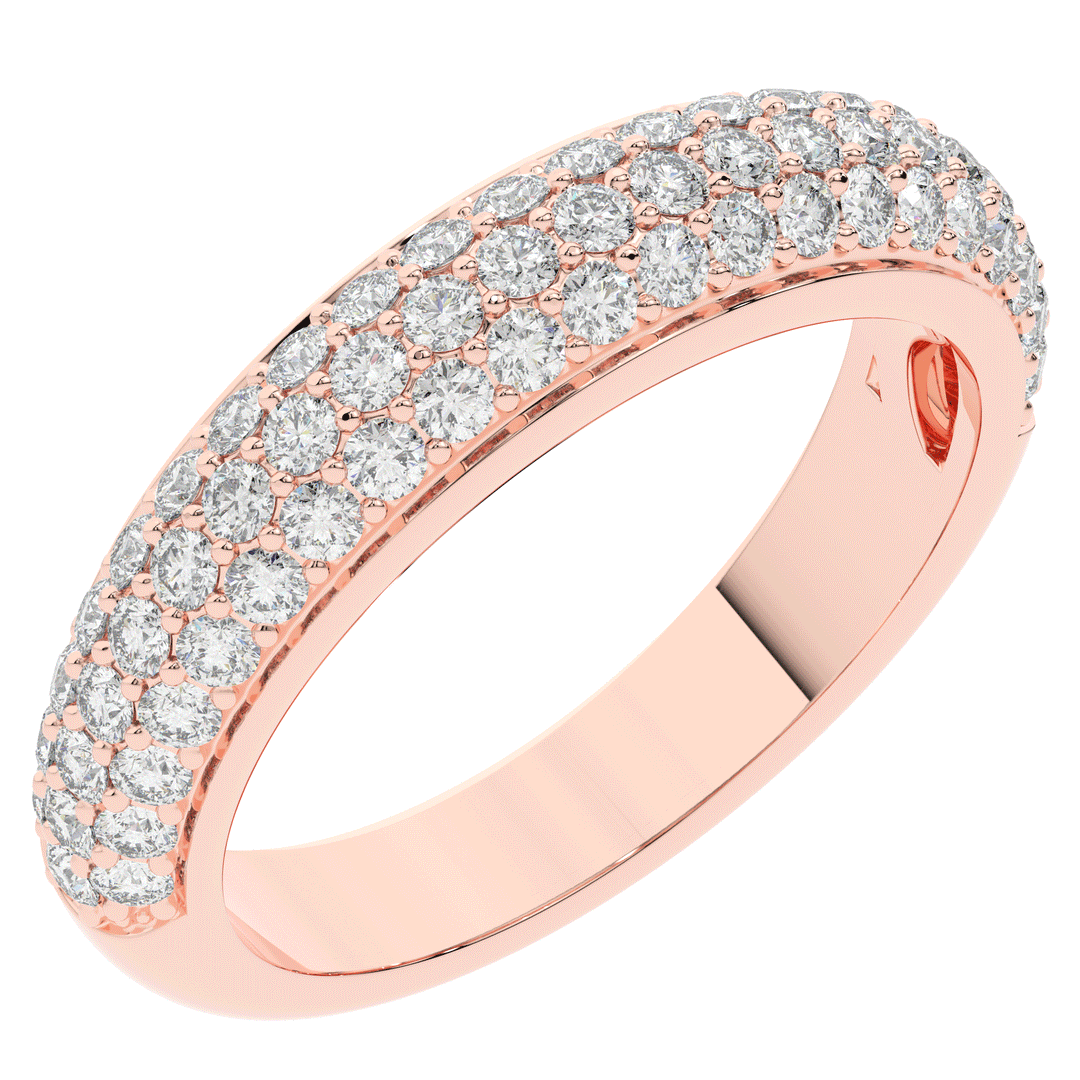 0.75CT.TW ROUND LAB DIAMOND 3 ROW WEDDING BAND - Nazarelle
