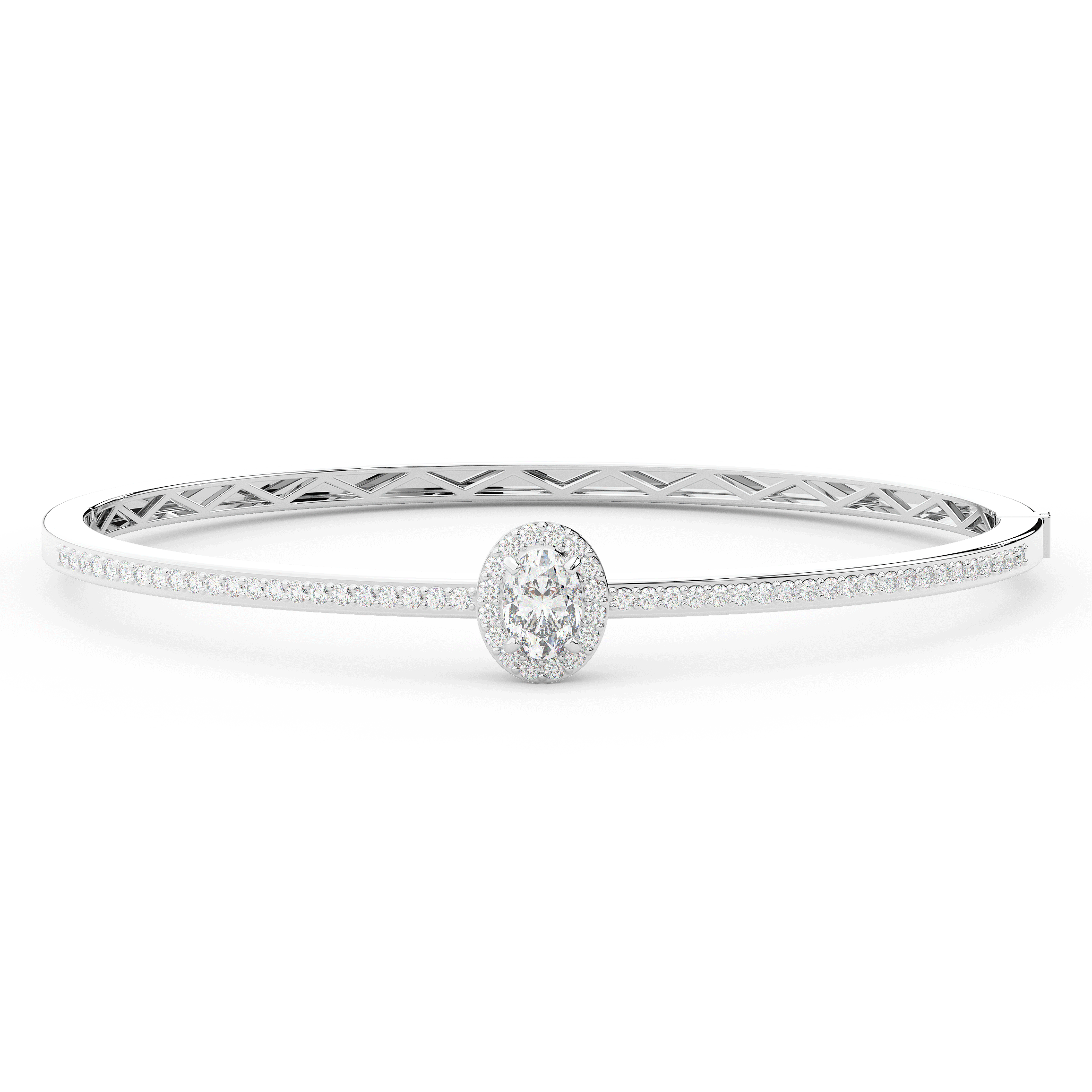 Oval & Round Lab Diamond Bangle, 1.40 ct.tw - White – Nazar's & Co ...