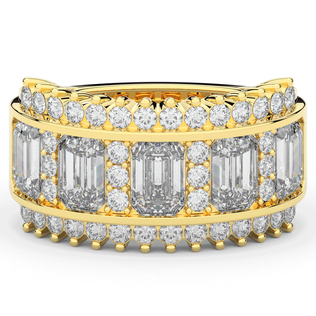 4.40CT.TW EMERALD CUT AND ROUND LAB DIAMOND WEDDING BAND - Nazarelle