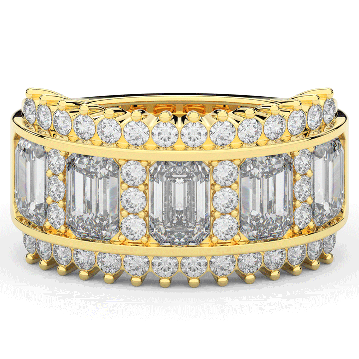 4.40CT.TW EMERALD CUT AND ROUND LAB DIAMOND WEDDING BAND - Nazarelle