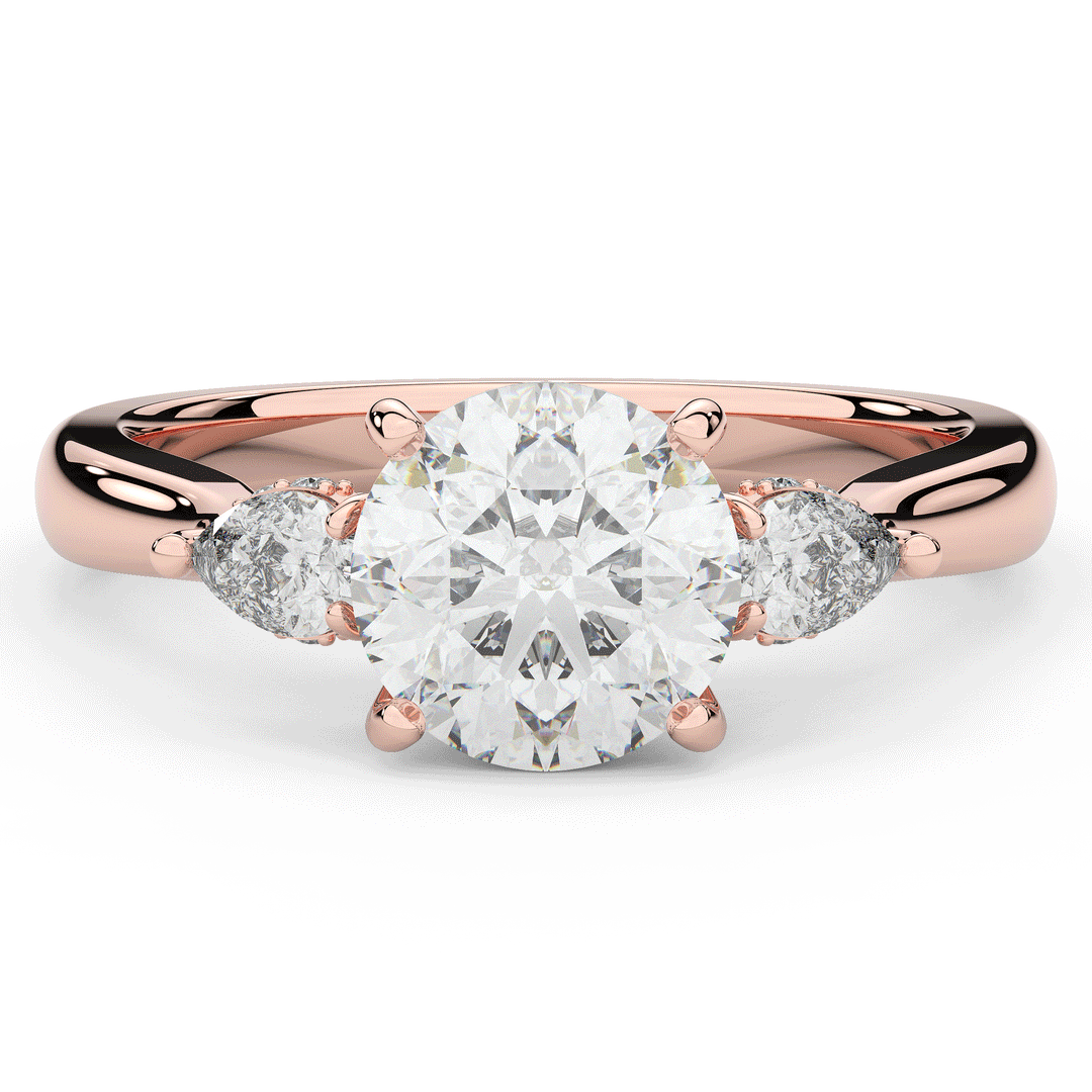 2.40CT.TW ROUND LAB DIAMOND 3 STONE ENGAGEMENT RING - Nazarelle