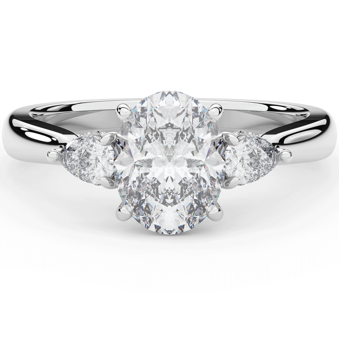 2.40CT.TW OVAL LAB DIAMOND 3 STONE ENGAGEMENT RING - Nazarelle