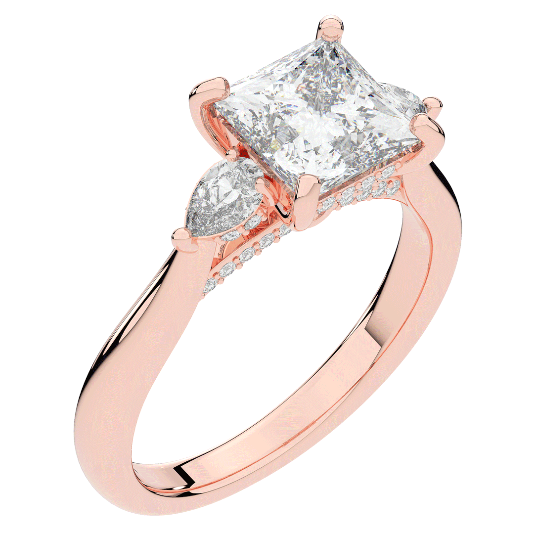 2.40CT.TW PRINCESS LAB DIAMOND 3 STONE ENGAGEMENT RING - Nazarelle