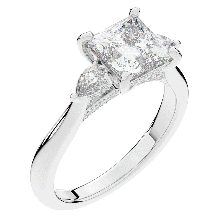 2.40CT.TW PRINCESS LAB DIAMOND 3 STONE ENGAGEMENT RING - Nazarelle
