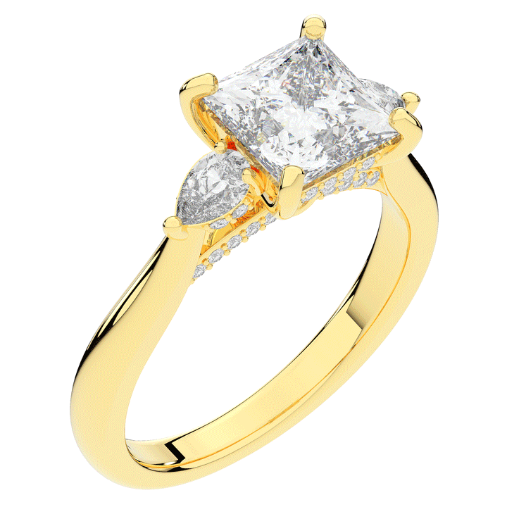 2.40CT.TW PRINCESS LAB DIAMOND 3 STONE ENGAGEMENT RING - Nazarelle