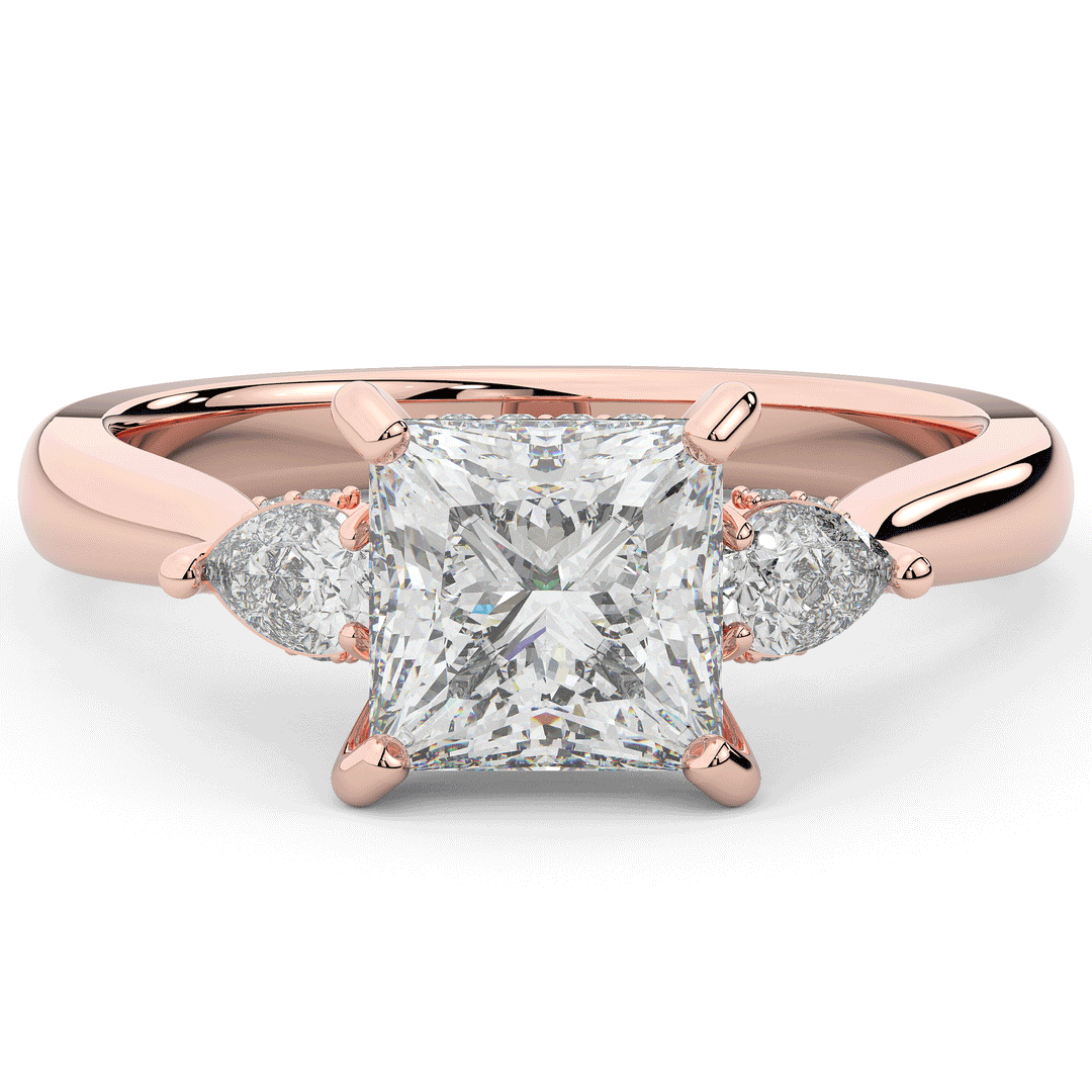 2.40CT.TW PRINCESS LAB DIAMOND 3 STONE ENGAGEMENT RING - Nazarelle