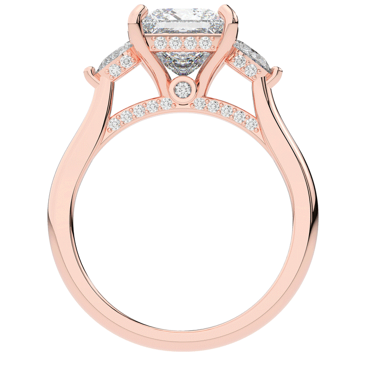 2.40CT.TW PRINCESS LAB DIAMOND 3 STONE ENGAGEMENT RING - Nazarelle