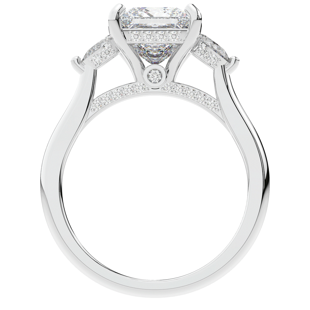 2.40CT.TW PRINCESS LAB DIAMOND 3 STONE ENGAGEMENT RING - Nazarelle