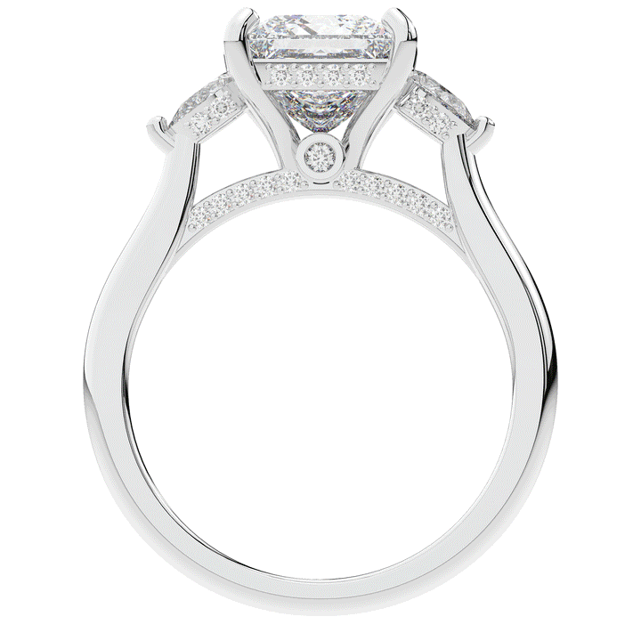 2.40CT.TW PRINCESS LAB DIAMOND 3 STONE ENGAGEMENT RING - Nazarelle