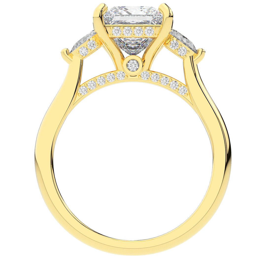 2.40CT.TW PRINCESS LAB DIAMOND 3 STONE ENGAGEMENT RING - Nazarelle