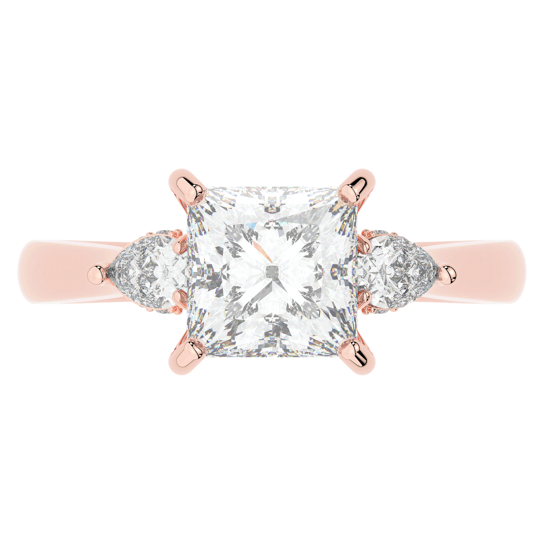 2.40CT.TW PRINCESS LAB DIAMOND 3 STONE ENGAGEMENT RING - Nazarelle
