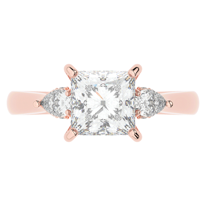2.40CT.TW PRINCESS LAB DIAMOND 3 STONE ENGAGEMENT RING - Nazarelle