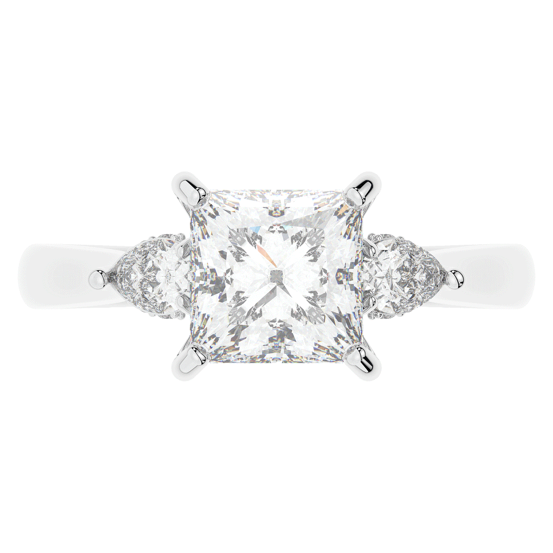 2.40CT.TW PRINCESS LAB DIAMOND 3 STONE ENGAGEMENT RING - Nazarelle