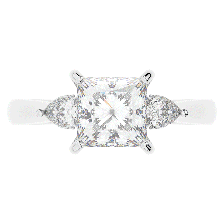 2.40CT.TW PRINCESS LAB DIAMOND 3 STONE ENGAGEMENT RING - Nazarelle