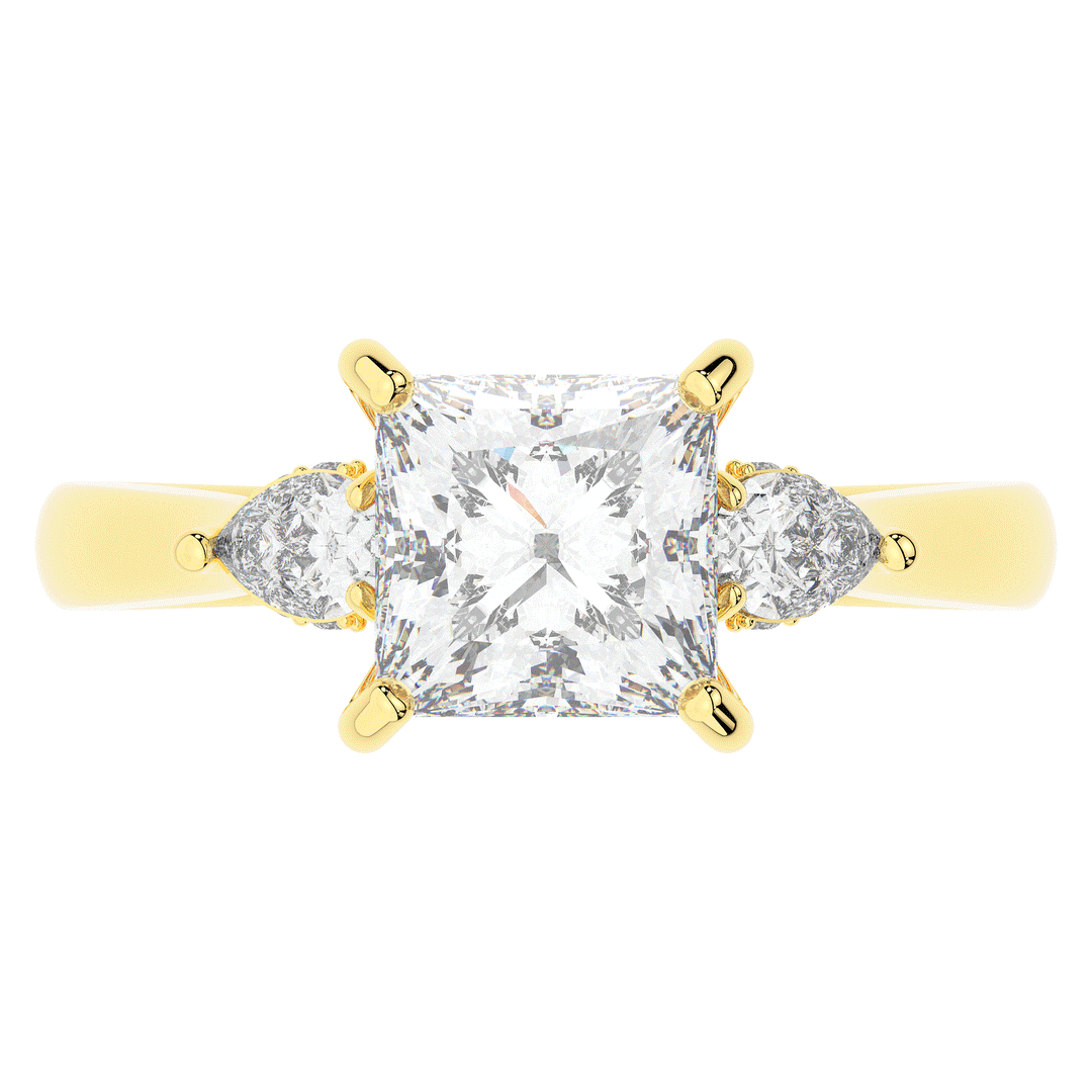 2.40CT.TW PRINCESS LAB DIAMOND 3 STONE ENGAGEMENT RING - Nazarelle