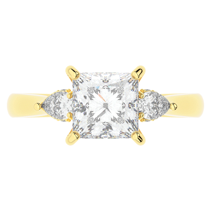 2.40CT.TW PRINCESS LAB DIAMOND 3 STONE ENGAGEMENT RING - Nazarelle
