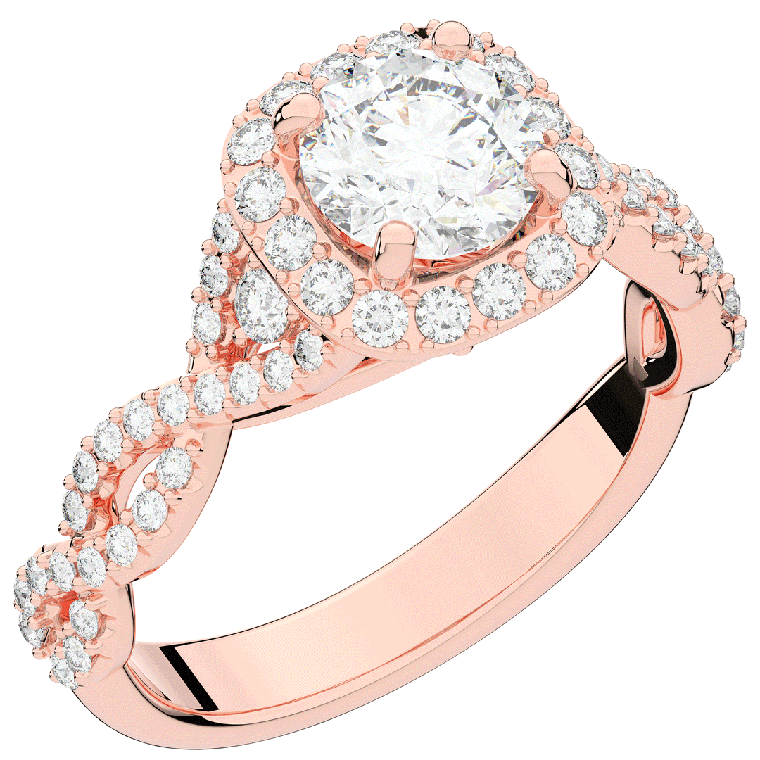 1.30CT.TW ROUND LAB DIAMOND HALO ENGAGEMENT RING - Nazarelle