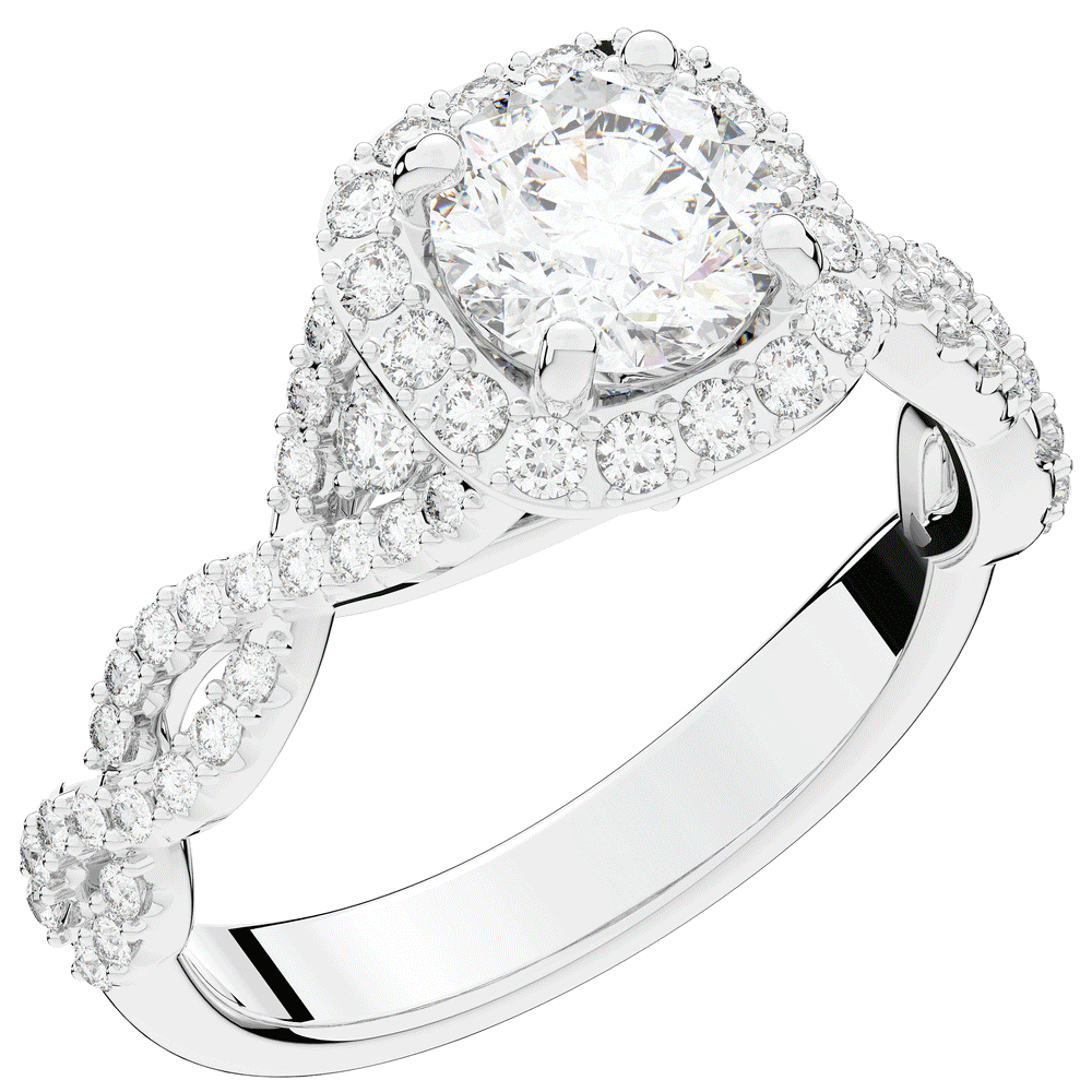 1.30CT.TW ROUND LAB DIAMOND HALO ENGAGEMENT RING - Nazarelle