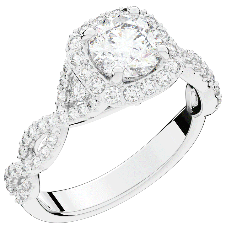 1.30CT.TW ROUND LAB DIAMOND HALO ENGAGEMENT RING - Nazarelle