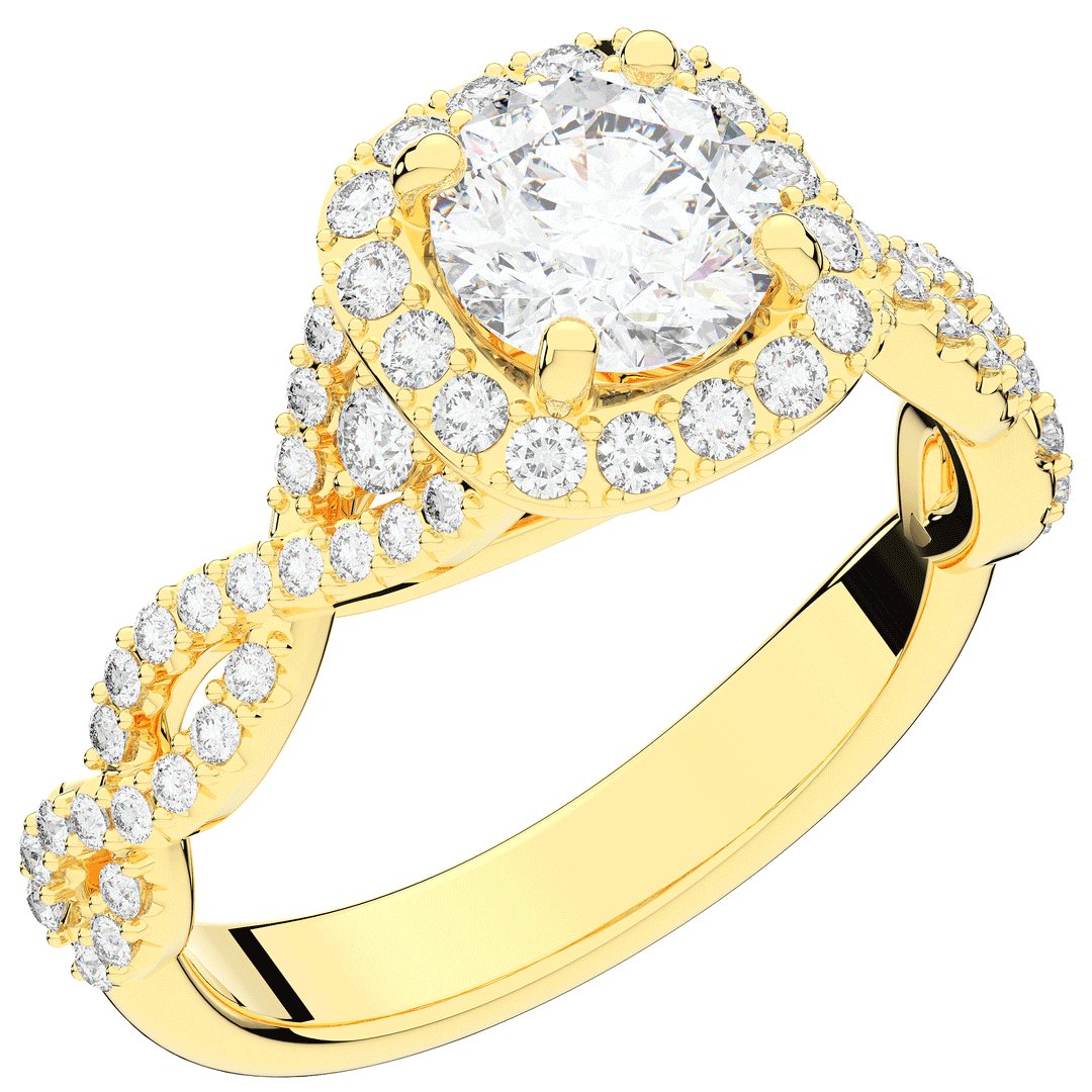 1.30CT.TW ROUND LAB DIAMOND HALO ENGAGEMENT RING - Nazarelle