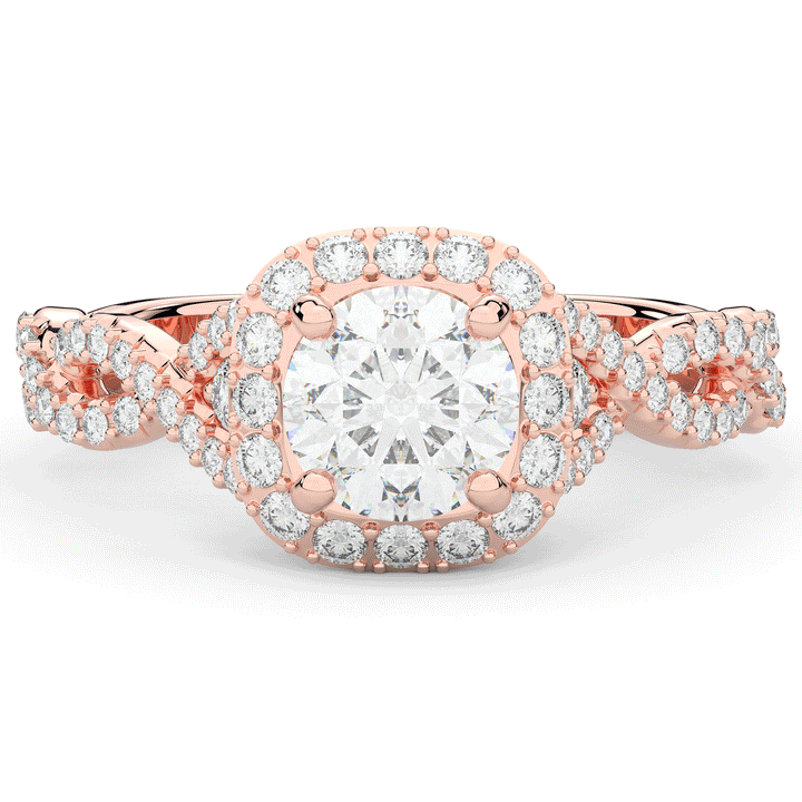 1.30CT.TW ROUND LAB DIAMOND HALO ENGAGEMENT RING - Nazarelle
