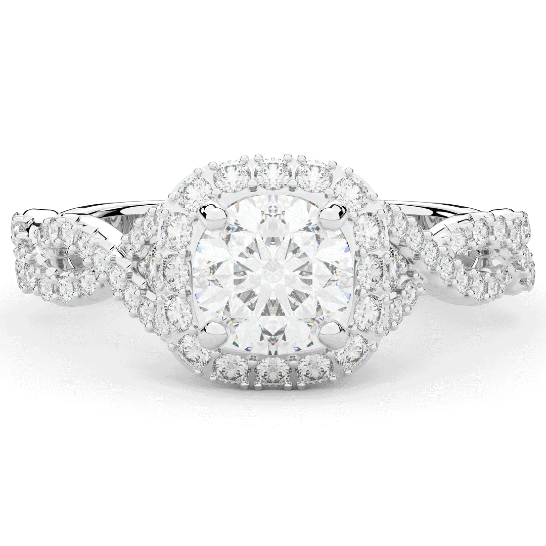 1.30CT.TW ROUND LAB DIAMOND HALO ENGAGEMENT RING - Nazarelle