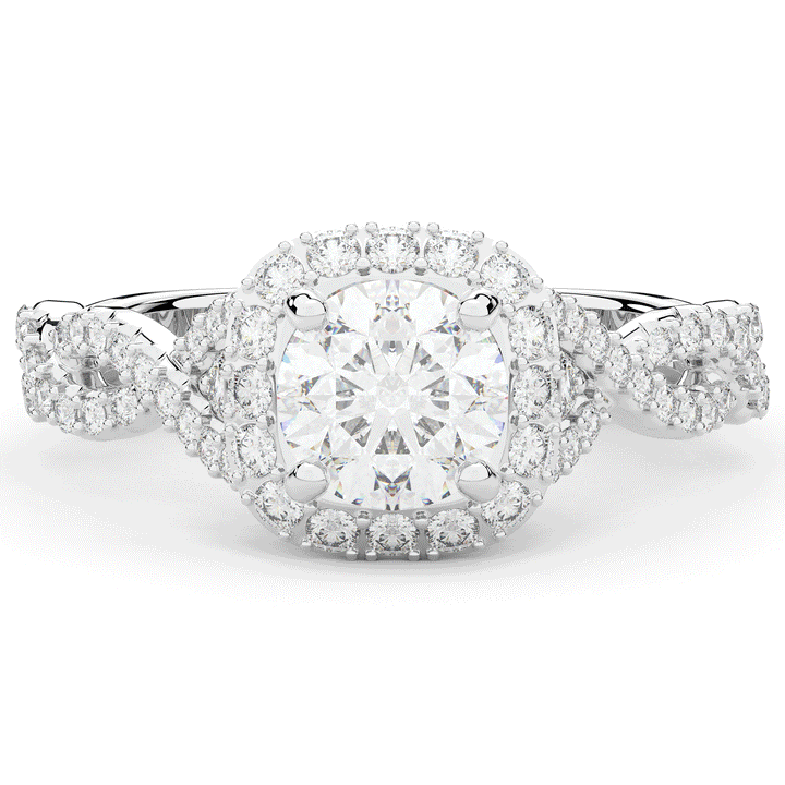 1.30CT.TW ROUND LAB DIAMOND HALO ENGAGEMENT RING - Nazarelle