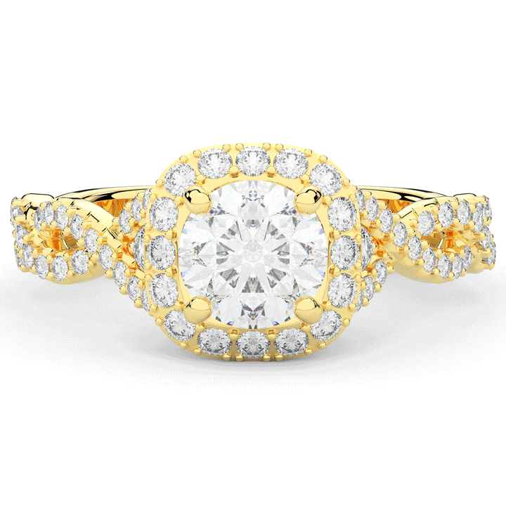 1.30CT.TW ROUND LAB DIAMOND HALO ENGAGEMENT RING - Nazarelle