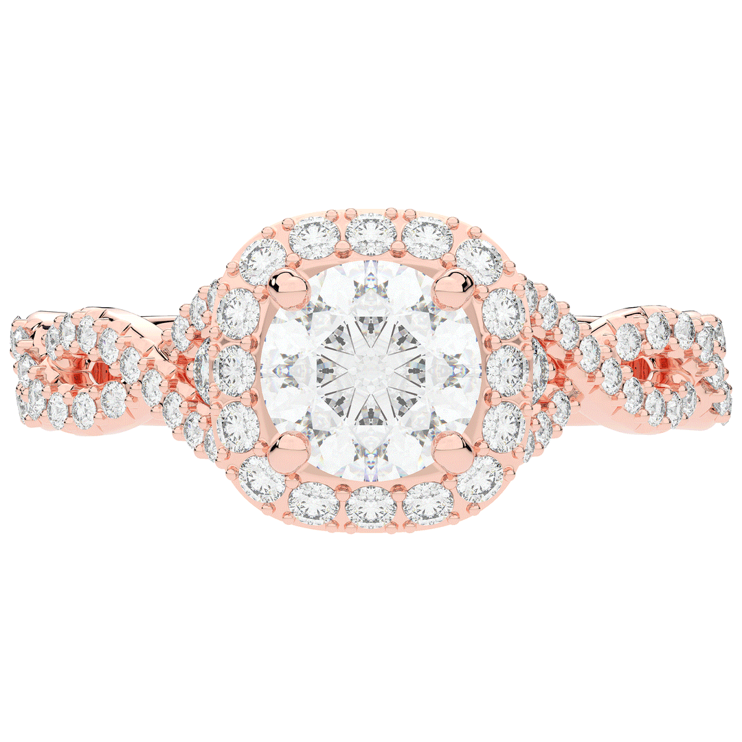1.30CT.TW ROUND LAB DIAMOND HALO ENGAGEMENT RING - Nazarelle