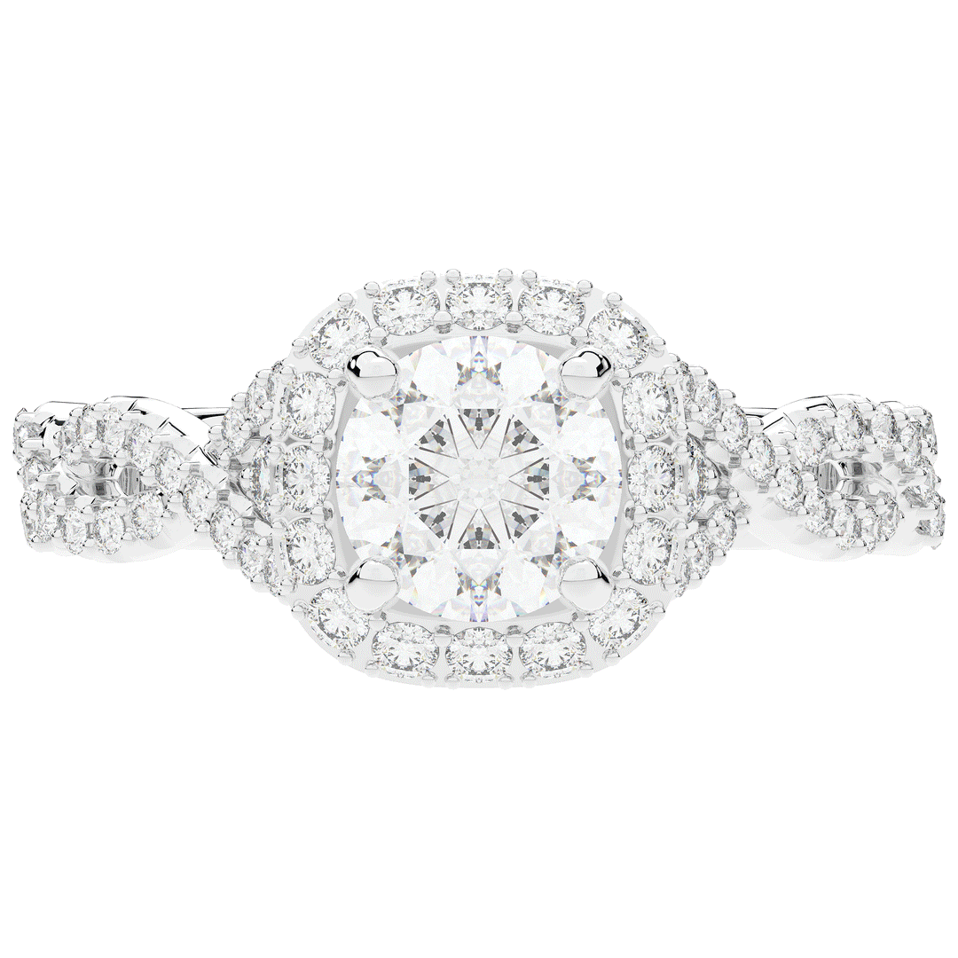 1.30CT.TW ROUND LAB DIAMOND HALO ENGAGEMENT RING - Nazarelle