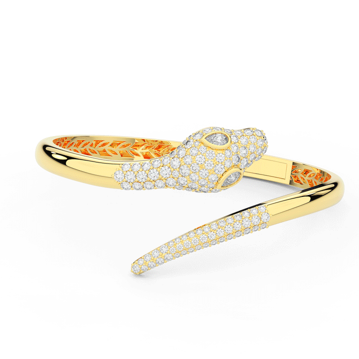 3.75CT.TW ROUND AND PEAR LAB DIAMOND SNAKE BANGLE - Nazarelle