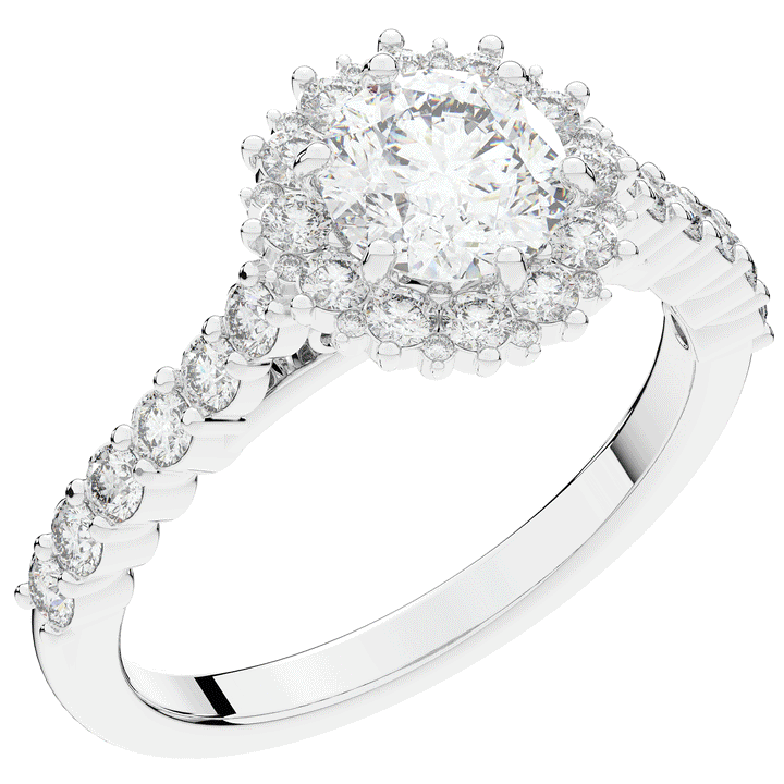 1.60CT.TW ROUND LAB DIAMOND HALO ENGAGEMENT RING - Nazarelle