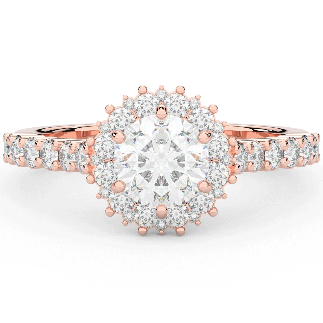 1.60CT.TW ROUND LAB DIAMOND HALO ENGAGEMENT RING - Nazarelle