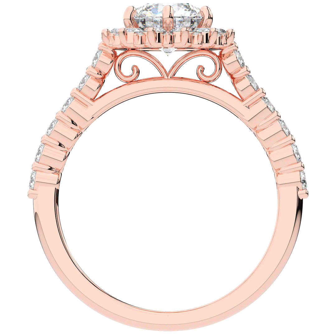 1.60CT.TW ROUND LAB DIAMOND HALO ENGAGEMENT RING - Nazarelle