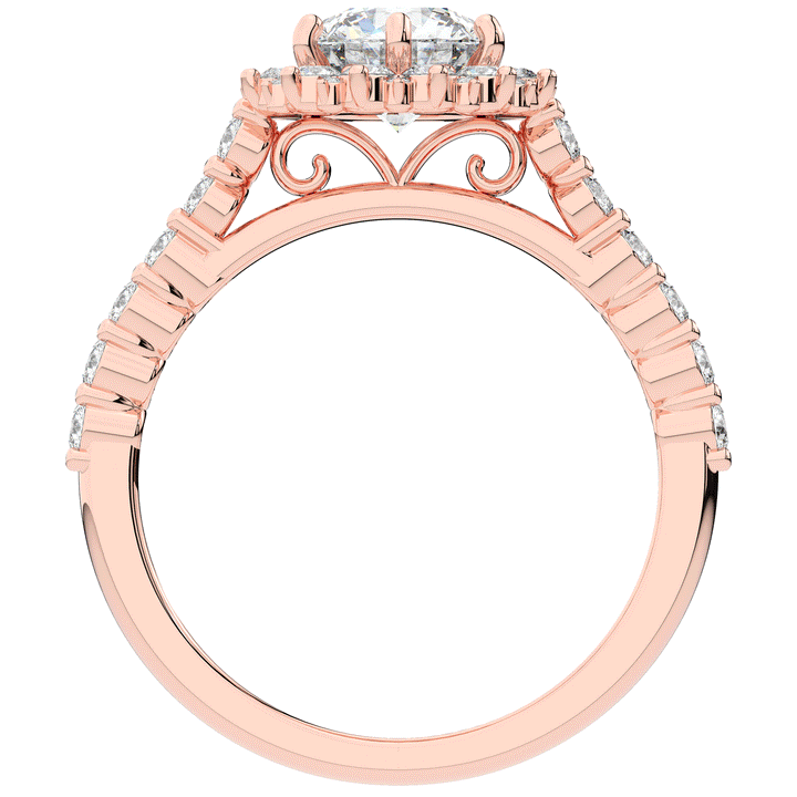 1.60CT.TW ROUND LAB DIAMOND HALO ENGAGEMENT RING - Nazarelle
