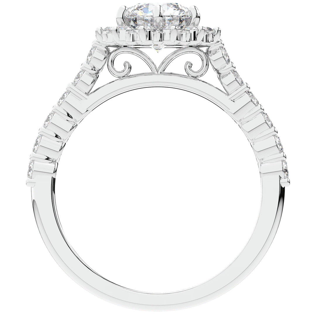 1.60CT.TW ROUND LAB DIAMOND HALO ENGAGEMENT RING - Nazarelle