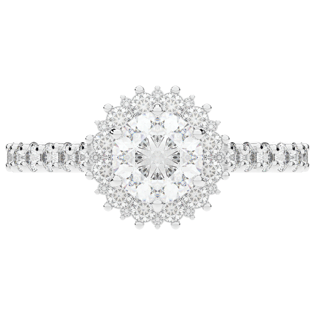 1.60CT.TW ROUND LAB DIAMOND HALO ENGAGEMENT RING - Nazarelle