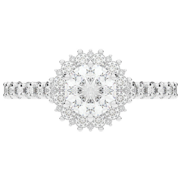 1.60CT.TW ROUND LAB DIAMOND HALO ENGAGEMENT RING - Nazarelle