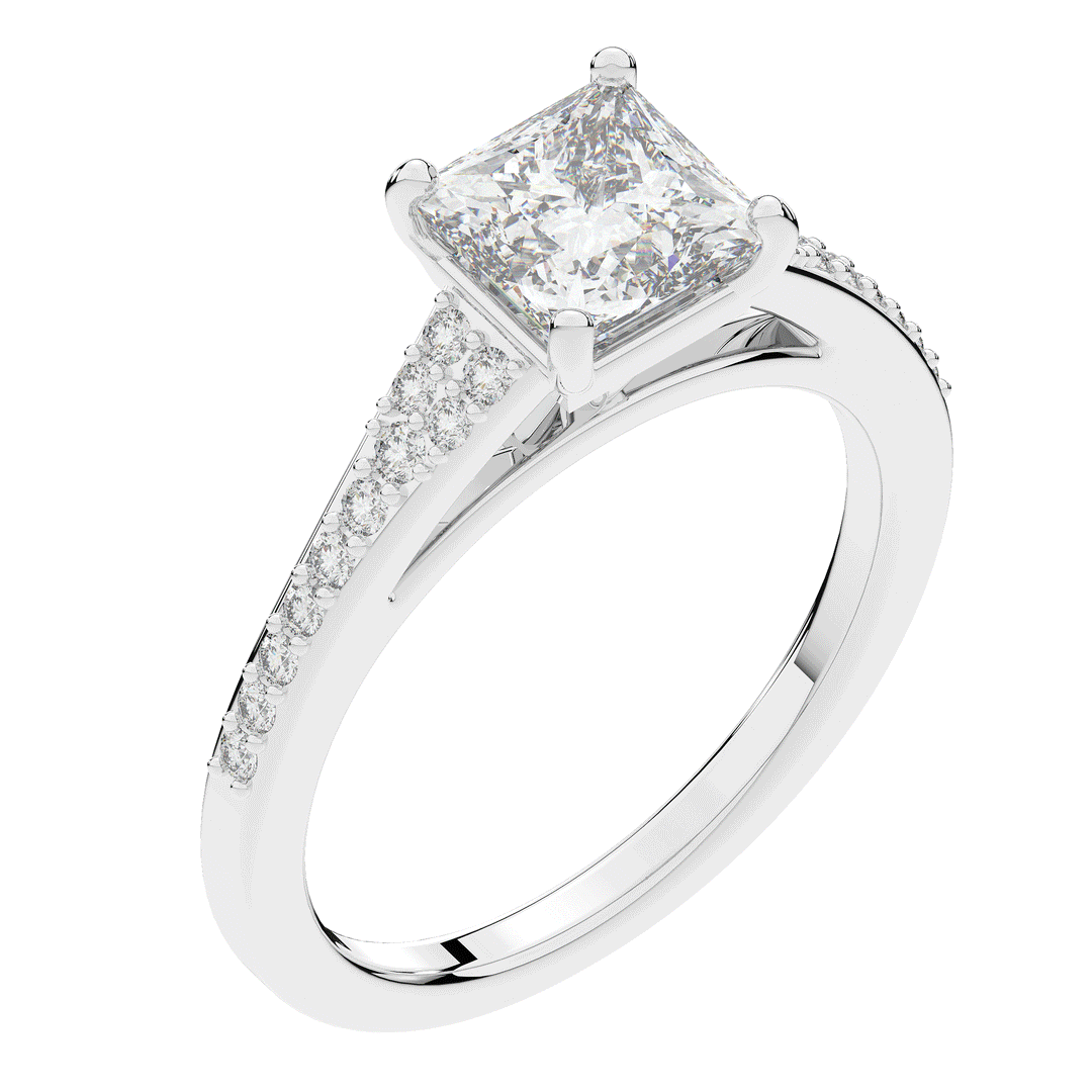 1.40CT.TW PRINCESS LAB DIAMOND SOLITAIRE ENGAGEMENT RING - Nazarelle