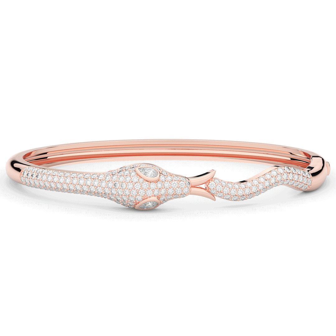 2.00CT.TW ROUND AND PEAR LAB DIAMOND SNAKE BANGLE - Nazarelle