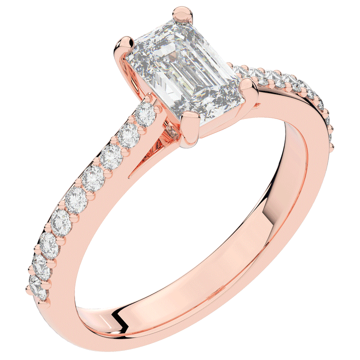 1.25CT.TW EMERALD CUT LAB DIAMOND SOLITAIRE ENGAGEMENT RING - Nazarelle