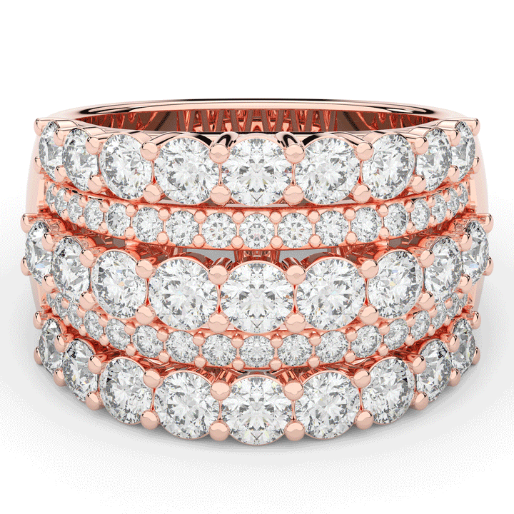 3.10CT.TW FIVE ROW ROUND LAB DIAMOND WEDDING BAND - Nazarelle